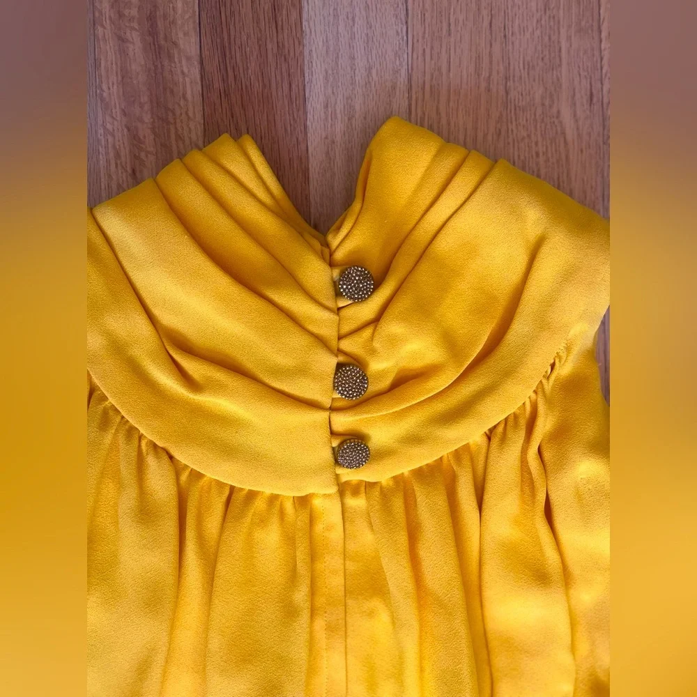 Vintage Young Naturals Swing Dress With Gathered Neckline and Gold Buttons - Picture 3 of 8